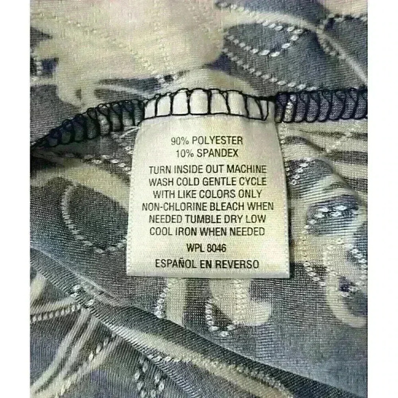 JM Collection Womens Sz M Navy White Patterned Stretchy Floral Short Sleeve Top - Picture 7 of 12